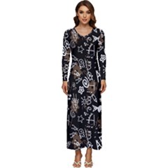 Background Pattern Graphic Beautiful Wallpaper Long Sleeve Longline Maxi Dress by Ravend