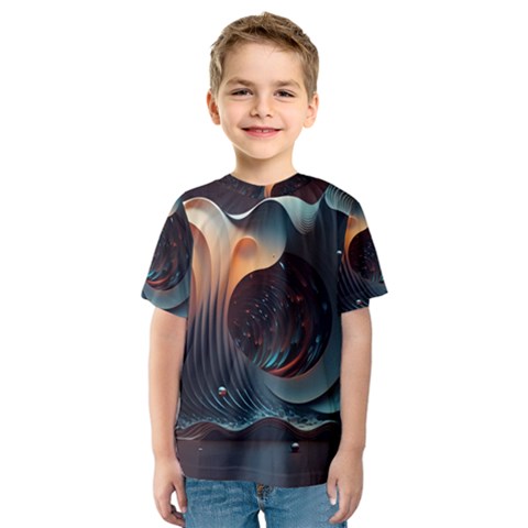 Ai Generated Space Design Fractal Light Motion Kids  Sport Mesh Tee by Ravend