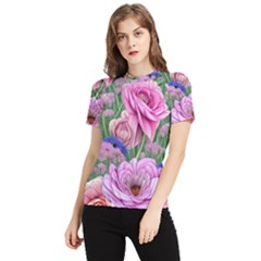 Broken And Budding Watercolor Flowers Women s Short Sleeve Rash Guard by GardenOfOphir