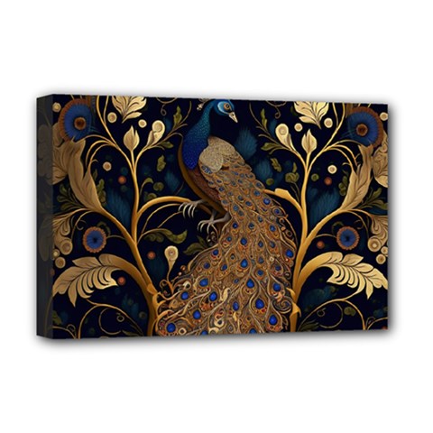 Peacock Plumage Bird Decorative Pattern Graceful Deluxe Canvas 18  X 12  (stretched) by Ravend