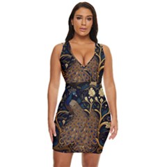 Peacock Plumage Bird Decorative Pattern Graceful Draped Bodycon Dress by Ravend