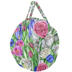 Celestial And Charming Florals Giant Round Zipper Tote by GardenOfOphir