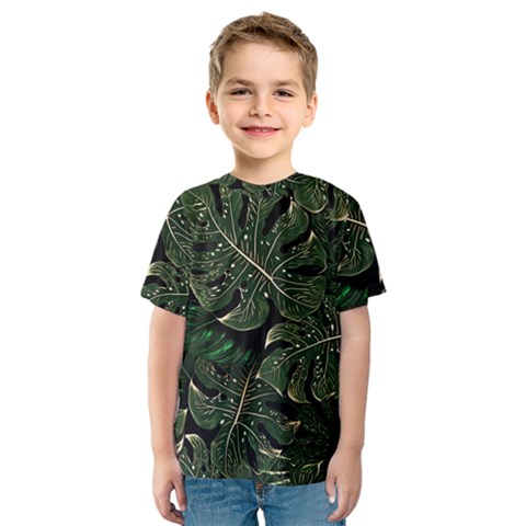 Monstera Plant Tropical Jungle Leaves Pattern Kids  Sport Mesh Tee by Ravend