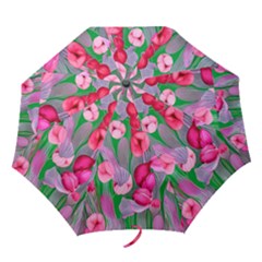 Mysterious And Enchanting Watercolor Flowers Folding Umbrellas by GardenOfOphir