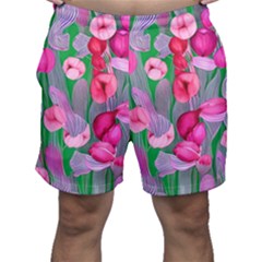 Mysterious And Enchanting Watercolor Flowers Men s Shorts by GardenOfOphir