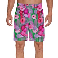 Mysterious And Enchanting Watercolor Flowers Men s Beach Shorts by GardenOfOphir