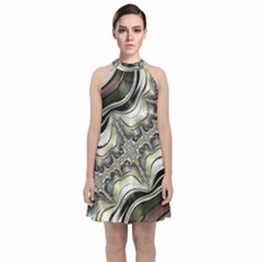 Fractal Background Pattern Texture Abstract Design Art Velvet Halter Neckline Dress  by Ravend