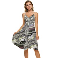 Fractal Background Pattern Texture Abstract Design Art Sleeveless Tie Front Chiffon Dress by Ravend