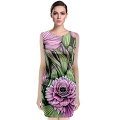 Sumptuous Watercolor Flowers Classic Sleeveless Midi Dress by GardenOfOphir