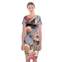 Whimsy Lady Combined Watercolor Flowers Classic Short Sleeve Midi Dress View1