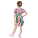 Classy Watercolor Flowers Kids  Short Sleeve Velvet Dress View2