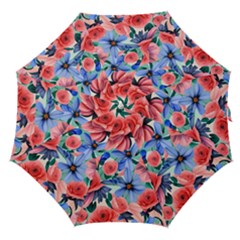 Classy Watercolor Flowers Straight Umbrellas by GardenOfOphir