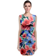 Classy Watercolor Flowers Classic Sleeveless Midi Dress by GardenOfOphir