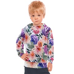 Country-chic Watercolor Flowers Kids  Hooded Pullover by GardenOfOphir