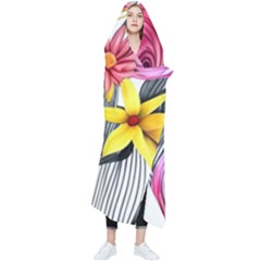 Darling And Dazzling Watercolor Flowers Wearable Blanket by GardenOfOphir