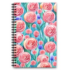 Brilliantly Hued Watercolor Flowers In A Botanical 5 5  X 8 5  Notebook by GardenOfOphir