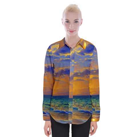 Nature Sunset Womens Long Sleeve Shirt by GardenOfOphir