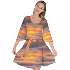 Serene Sunset Over Beach Velour Kimono Dress by GardenOfOphir