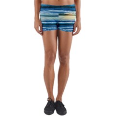 Sunset Beach Waves Yoga Shorts by GardenOfOphir