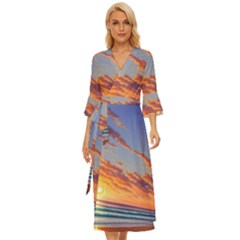 Summer Sunset Over Beach Midsummer Wrap Dress by GardenOfOphir