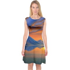 Glorious Sunset Capsleeve Midi Dress by GardenOfOphir