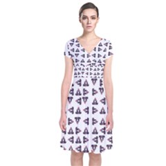 Happy Hound Funny Cute Gog Pattern Short Sleeve Front Wrap Dress by dflcprintsclothing