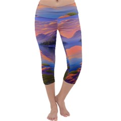 Loveliest Sunset Capri Yoga Leggings by GardenOfOphir