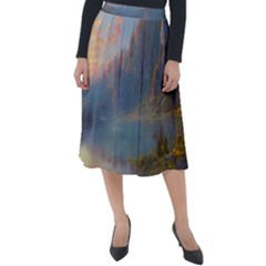 Marvelous Sunset Classic Velour Midi Skirt  by GardenOfOphir