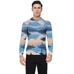 Somber Lake Sunset Men s Long Sleeve Rash Guard by GardenOfOphir