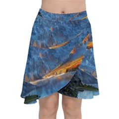 Majestic Lake Landscape Chiffon Wrap Front Skirt by GardenOfOphir