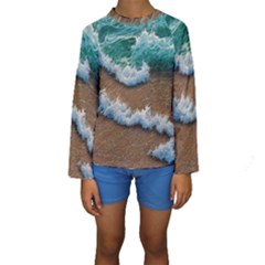 Abstract Waves Summertime On The Sea Kids  Long Sleeve Swimwear by GardenOfOphir