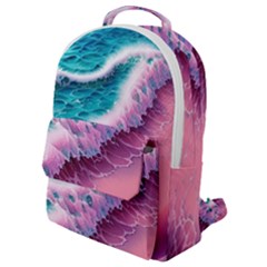 Summer Waves In Pink Ii Flap Pocket Backpack (small) by GardenOfOphir