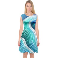 The Power Of The Ocean Iii Capsleeve Midi Dress by GardenOfOphir