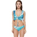 Blue Ocean Wave Watercolor Ii Low Cut Ruffle Edge Bikini Set View1