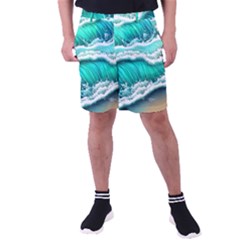 Ocean Waves Design In Pastel Colors Men s Pocket Shorts by GardenOfOphir