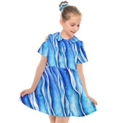 Nature Ocean Waves Kids  Short Sleeve Shirt Dress by GardenOfOphir