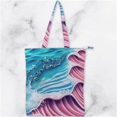 Pink Wave Crashing On The Shore Double Zip Up Tote Bag by GardenOfOphir