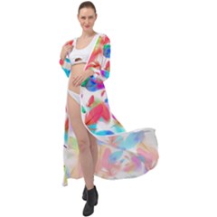 Feathers Pattern Background Colorful Plumage Maxi Chiffon Beach Wrap by Ravend