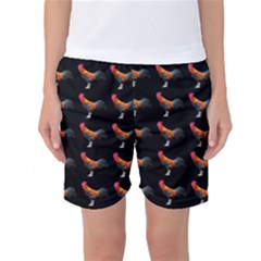 Background Pattern Chicken Fowl Cockerel Livestock Women s Basketball Shorts by Ravend