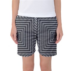 Focus Squares Optical Illusion Background Pattern Women s Basketball Shorts by Ravend