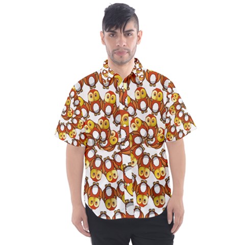 Owl Animal Bird Nature Feather Eyes Plumage Men s Short Sleeve Shirt by Ravend