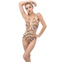 Owl Animal Bird Nature Feather Eyes Plumage Plunging Cut Out Swimsuit View1