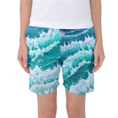 Waves On The Ocean Ii Women s Basketball Shorts by GardenOfOphir