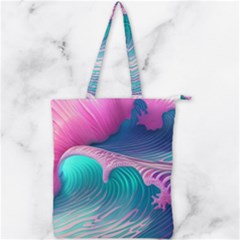 Pink Waves On The Beach Double Zip Up Tote Bag by GardenOfOphir