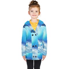 Nature s Beauty; Ocean Waves Kids  Double Breasted Button Coat by GardenOfOphir