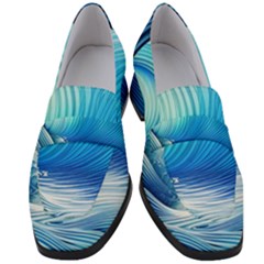 Nature s Beauty; Ocean Waves Women s Chunky Heel Loafers by GardenOfOphir