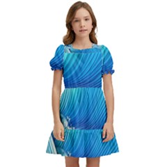 Nature s Beauty; Ocean Waves Kids  Puff Sleeved Dress by GardenOfOphir