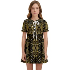 Pattern Seamless Gold 3d Abstraction Ornate Kids  Sweet Collar Dress by Ravend