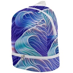 Majestic Ocean Waves Zip Bottom Backpack by GardenOfOphir