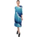 Simple Summer Wave Pattern Ruffle End Midi Chiffon Dress View1